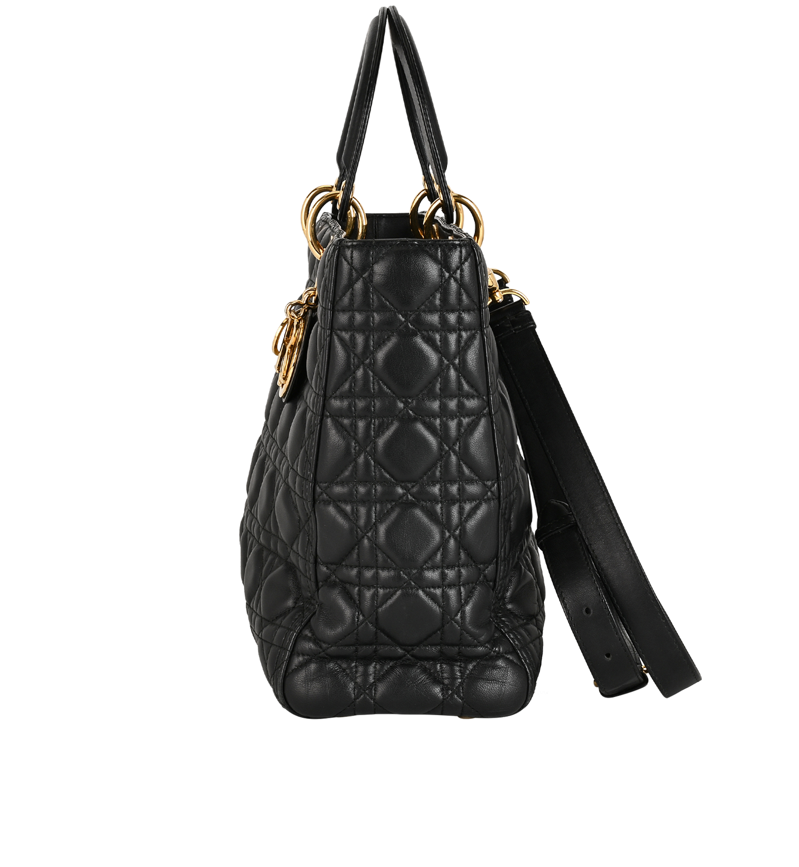 Large Lady Dior, &pound;2,200, Handbags, Black, Leather, Bottom view